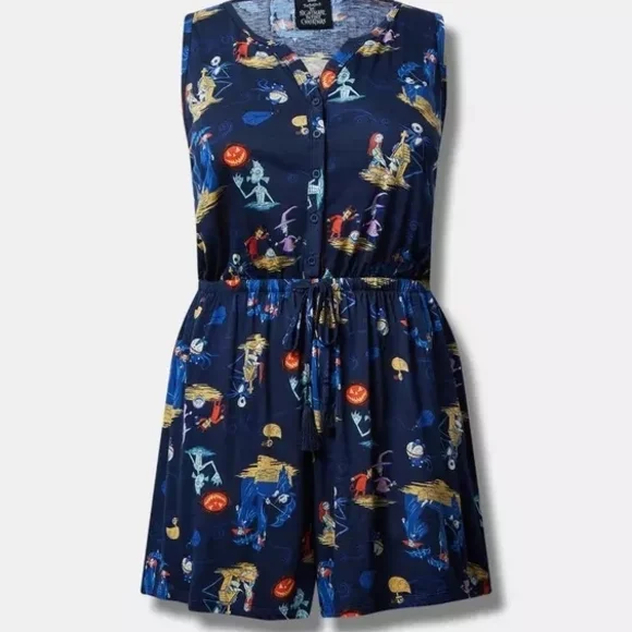 NWT Torrid Nightmare Before Christmas Button Front Sleeveless Romper- Size 3x - Picture 5 of 10